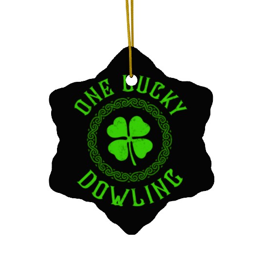 One Lucky Dowling Irish Family Four Leaf Clover Ceramic Ornaments