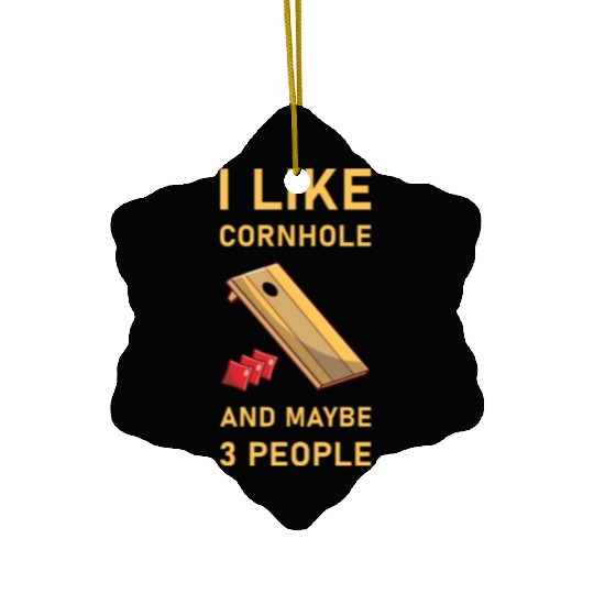 I like cornhole and maybe 3 people - Bean Bag Toss Ceramic Ornaments