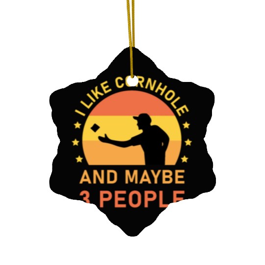 I like cornhole and maybe 3 people - Bean Bag Toss Ceramic Ornaments