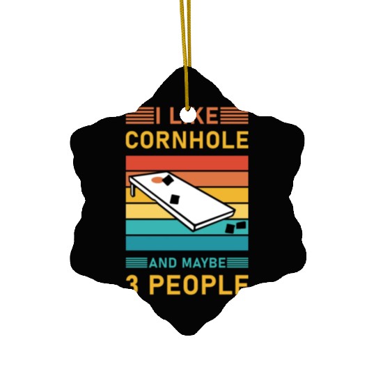 I like cornhole and maybe 3 people - Bean Bag Toss Ceramic Ornaments