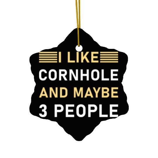 I like cornhole and maybe 3 people - Bean Bag Toss Ceramic Ornaments