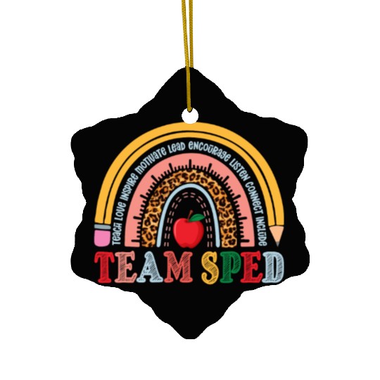 Team SPED Teacher Rainbow Ceramic Ornaments