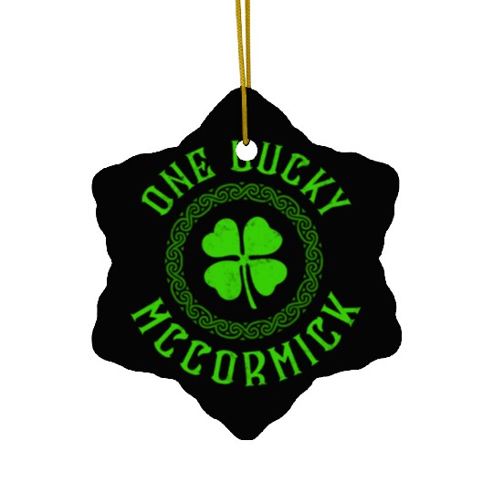 One Lucky McCormick Irish Family Four Leaf Clover Ceramic Ornaments