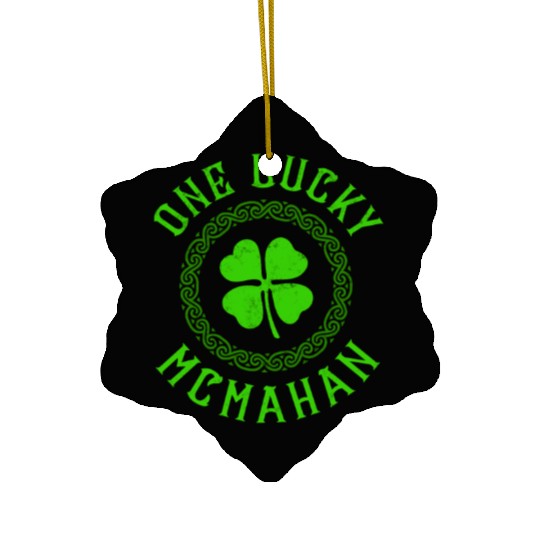 One Lucky McMahan Irish Family Four Leaf Clover Ceramic Ornaments