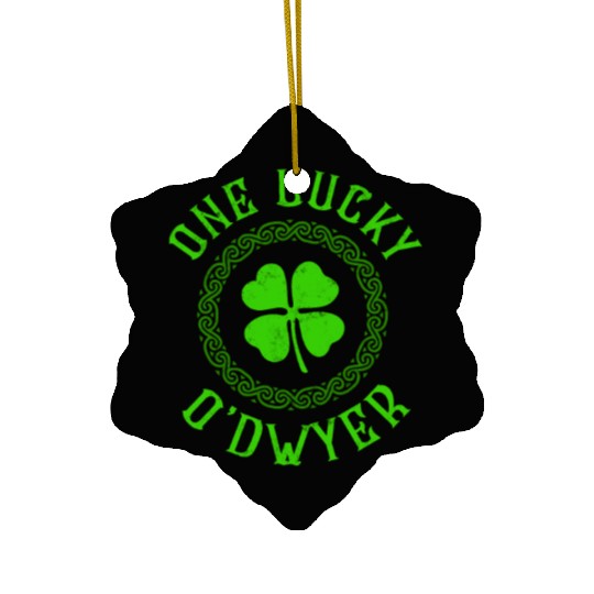 One Lucky O'Dwyer Irish Family Four Leaf Clover Ceramic Ornaments