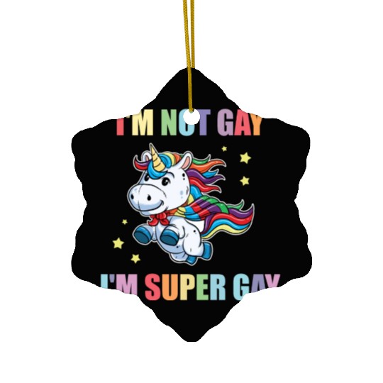 LGBT Funny Rainbow Unicorn Super Gay Lesbian Pride Ceramic Ornaments