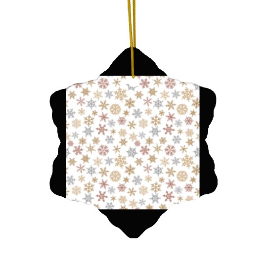 Modern Snowflakes Pattern White Gold Ceramic Ornaments