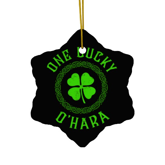 One Lucky O'Hara Irish Family Four Leaf Clover Ceramic Ornaments