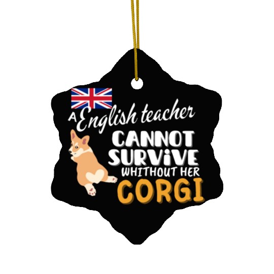 English teacher gift idea for women dog Corgi Ceramic Ornaments