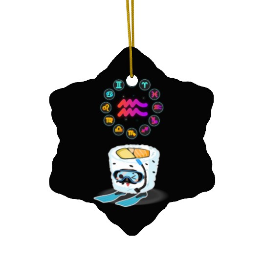 Japanese Sushi Funny Aquarius Zodiac Sushi Lover Ceramic Ornaments