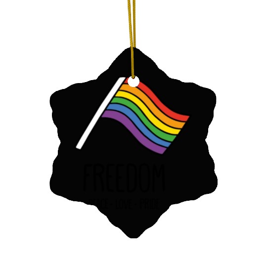 LGBTQ+ Freedom Flag Ceramic Ornaments