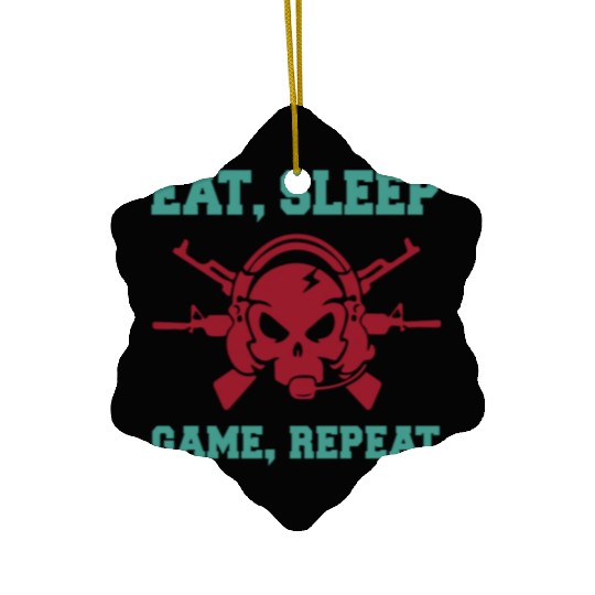 Eat Sleep Game Repeat | Video Game Console Gaming Ceramic Ornaments