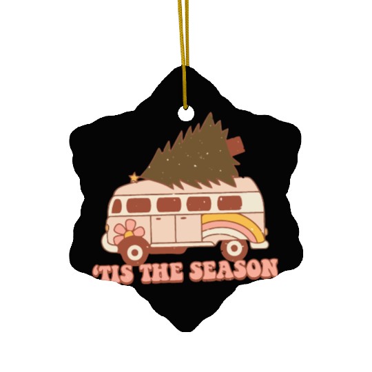 Christmas Doodles Tis' The Season Retro Holiday Ceramic Ornaments