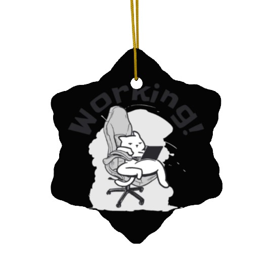 Working Cat Busy Cat Owner Professional Worker Ceramic Ornaments