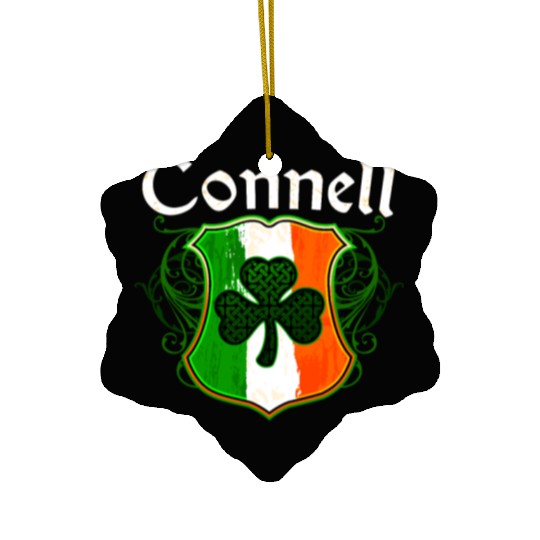 Connell Irish Surname Ireland Flag Shield Shamrock Ceramic Ornaments