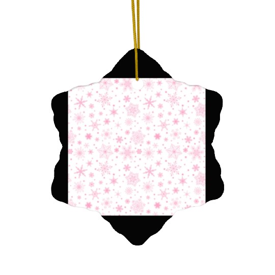 Snowflakes Pattern Pink White Ceramic Ornaments