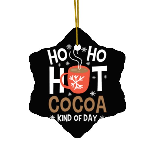 Christmas Funny Ho Ho Hot Cocoa Xmas Holiday Gift Ceramic Ornaments