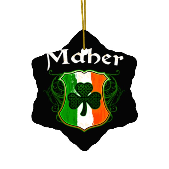 Maher Irish Surname Ireland Flag Shield Shamrock Ceramic Ornaments