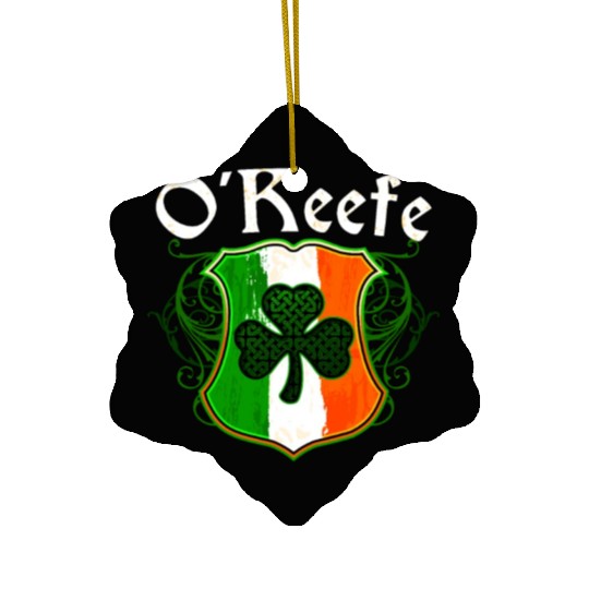 O'Keefe Irish Surname Ireland Flag Shield Shamrock Ceramic Ornaments