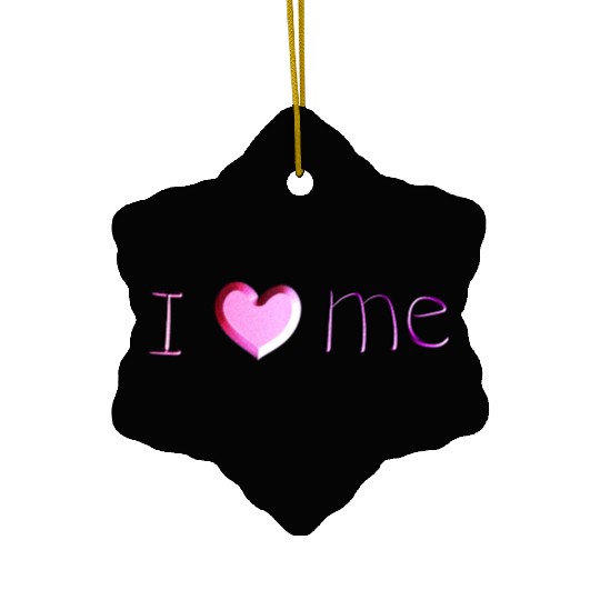 i love me lettering pink Ceramic Ornaments