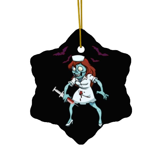 Zombie Nurse Emergency Halloween Ceramic Ornaments
