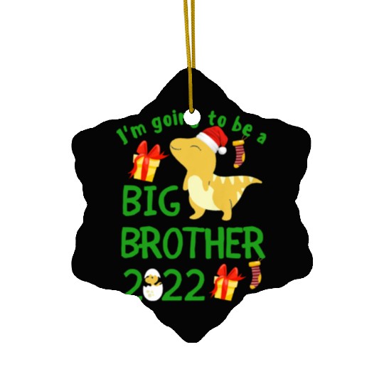 Kids I'm Going To Be A Big Brother 2022 Dinosaur Ceramic Ornaments