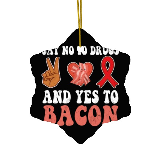 Peace Ribbon Week Awareness Yes Bacon Wear Red Ceramic Ornaments