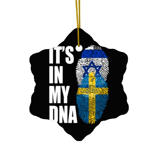 Israel And Swedish Mix Heritage DNA Flag Ceramic Ornaments