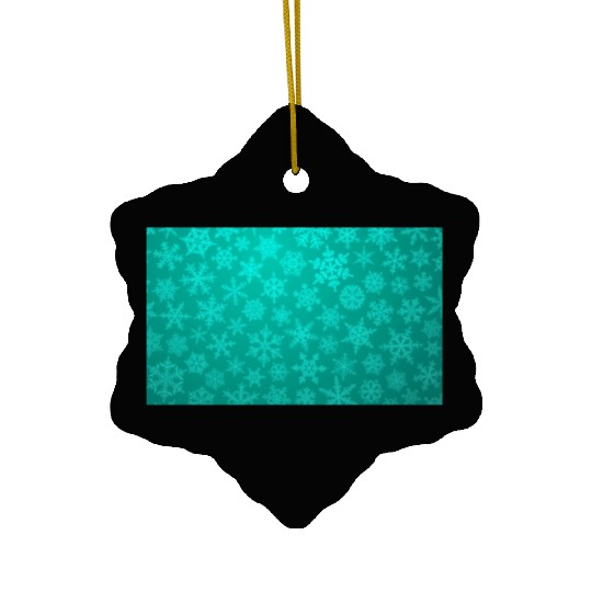 Teal Snowflakes Christmas Pattern Ceramic Ornaments