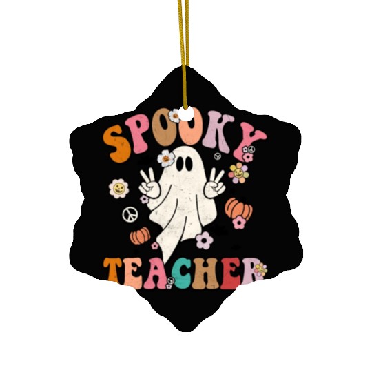 Groovy Halloween Spooky Teacher Cute Halloween Ceramic Ornaments