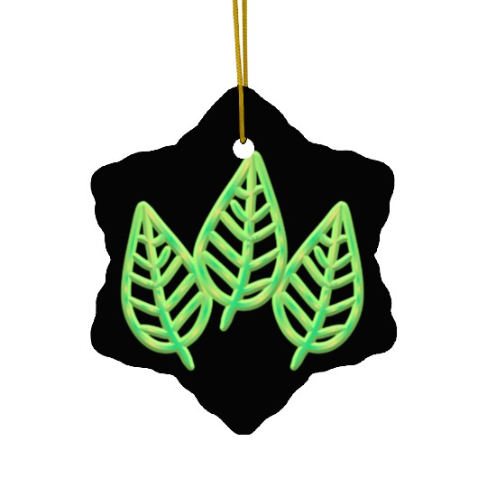 three leaves leaf icon nature green Ceramic Ornaments
