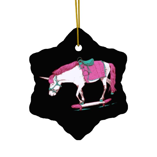 Unicorn on a Skateboard Ceramic Ornaments