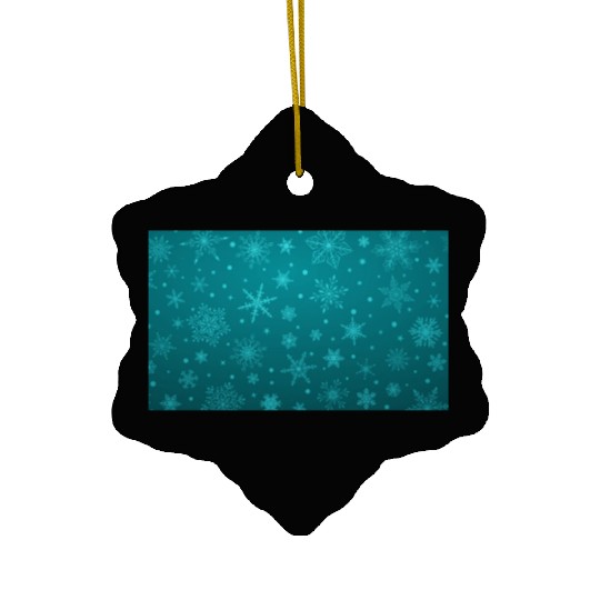 Teal Snowflakes Christmas Pattern Ceramic Ornaments