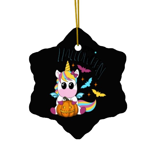 Bat Unicorn - Happy Halloween Ceramic Ornaments