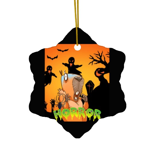 In Front Of Zombies To Save My Capybara Halloween Ceramic Ornaments
