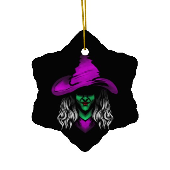 Evil Witch With Green Skin And Purple Hat For Ceramic Ornaments