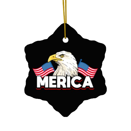 Merica Bald Eagle US Flag Independence Ceramic Ornaments