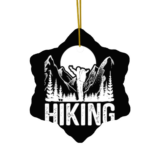 Hiking Go Mountaineering Hiking Tour Hiking Day Ceramic Ornaments