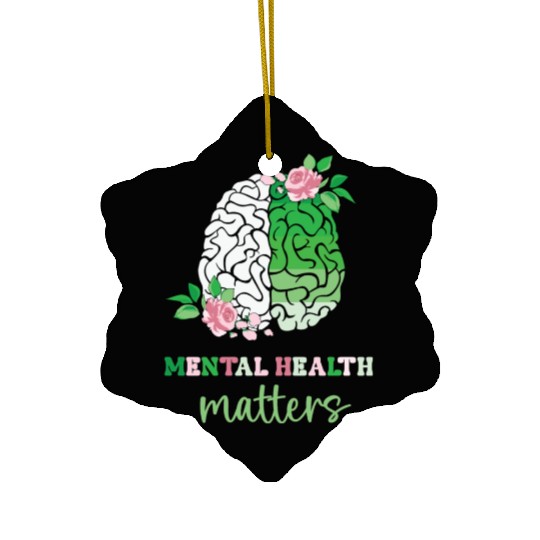 Green and Pink : Mental Health Matters Ceramic Ornaments