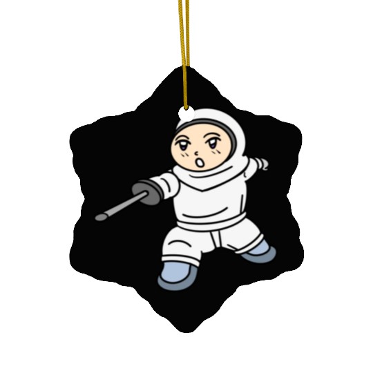 Cartoon kid fencing Ceramic Ornaments