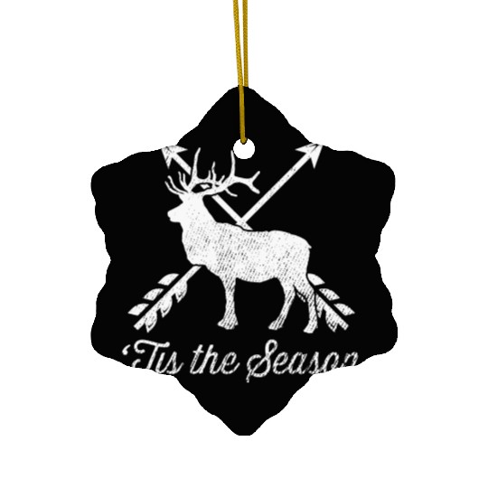 'Tis The Season Funny Deer Bow Hunting Hunter Gift Ceramic Ornaments