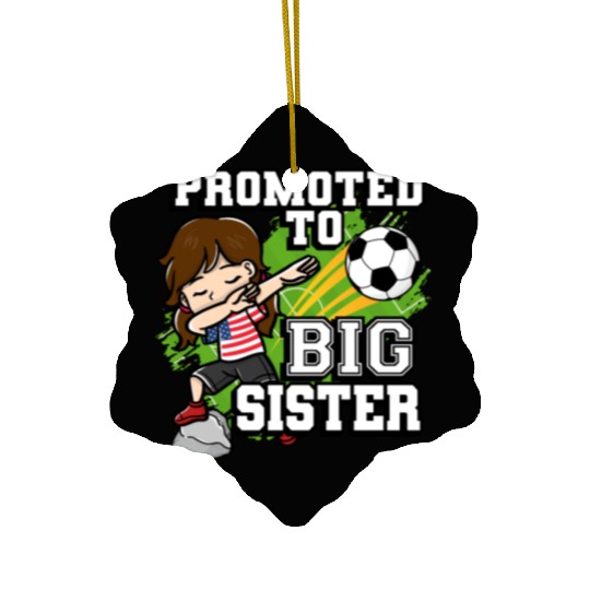 Promoted To Big Sister Soccer Player American Flag Ceramic Ornaments