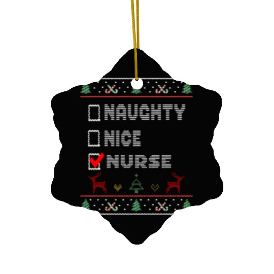 Naughty Nice Nurse, Matching Christmas Group Ceramic Ornaments