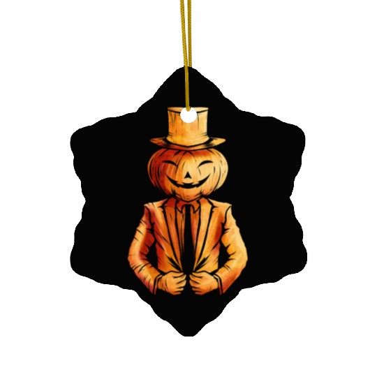 Realistic Jack O Lantern Pumpkin Man In Suit Ceramic Ornaments