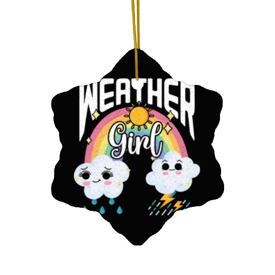 Weather Girl Meteorologist Meteorology Storm Ceramic Ornaments