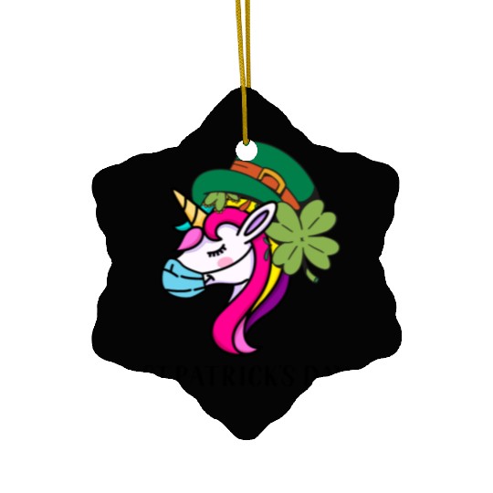 Toddler Girls St Patricks Day Rainbow Unicorn Face Ceramic Ornaments