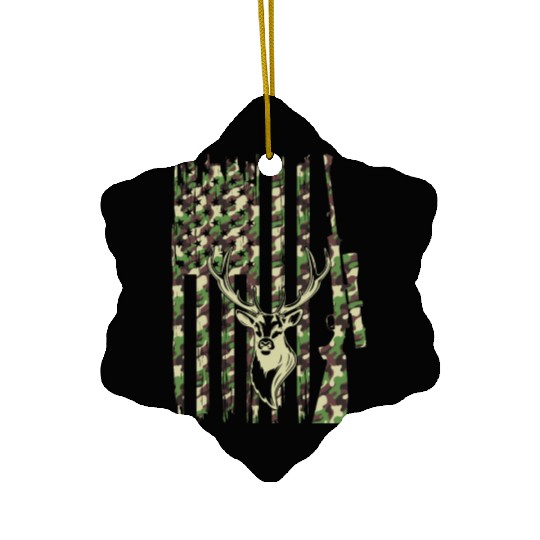 Deer Hunter Camouflage Flag Deer Head - Deer Hunti Ceramic Ornaments