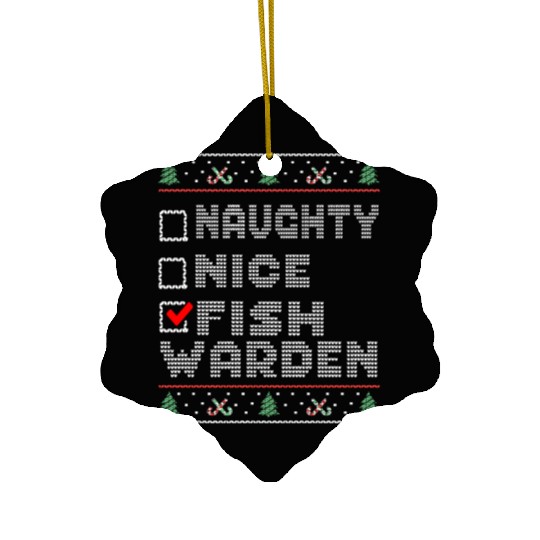 Naughty Nice Fish Warden, Matching Christmas Ceramic Ornaments