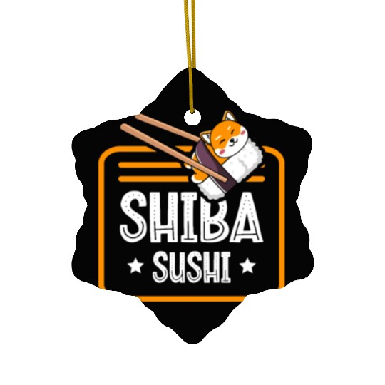 Shiba Sushi Japanese Foodie I Love Sushi Eater Ceramic Ornaments