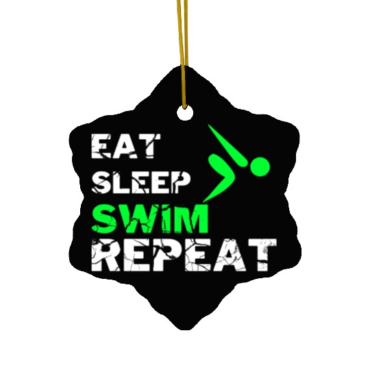 EAT SLEEP SWIM REPEAT Ceramic Ornaments